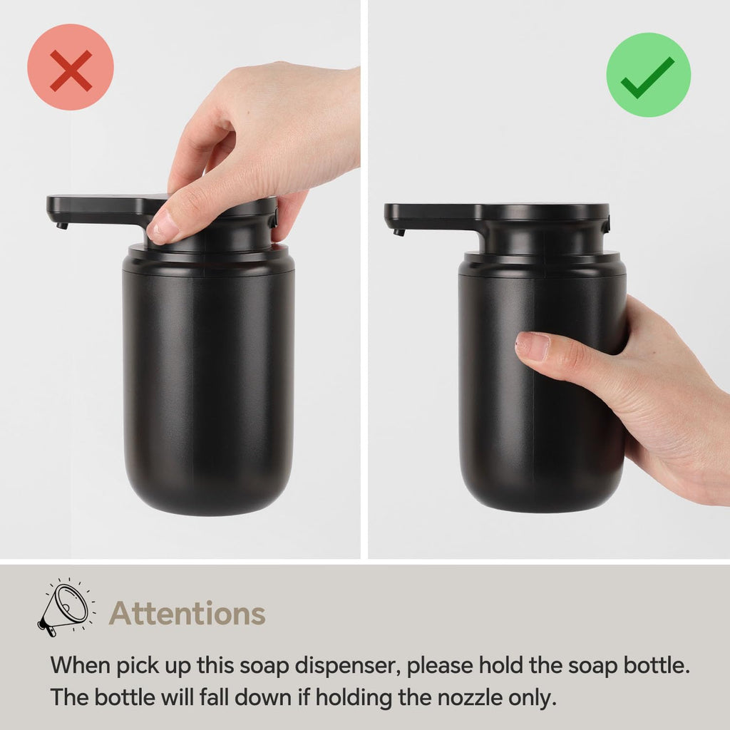 Automatic Foaming Soap Dispenser, Rechargeable Touchless Foam Hand Soap Dispenser for Bathroom, Soap Pump for Kitchen, Water-Resistant, Xmas Gift 10oz, Black