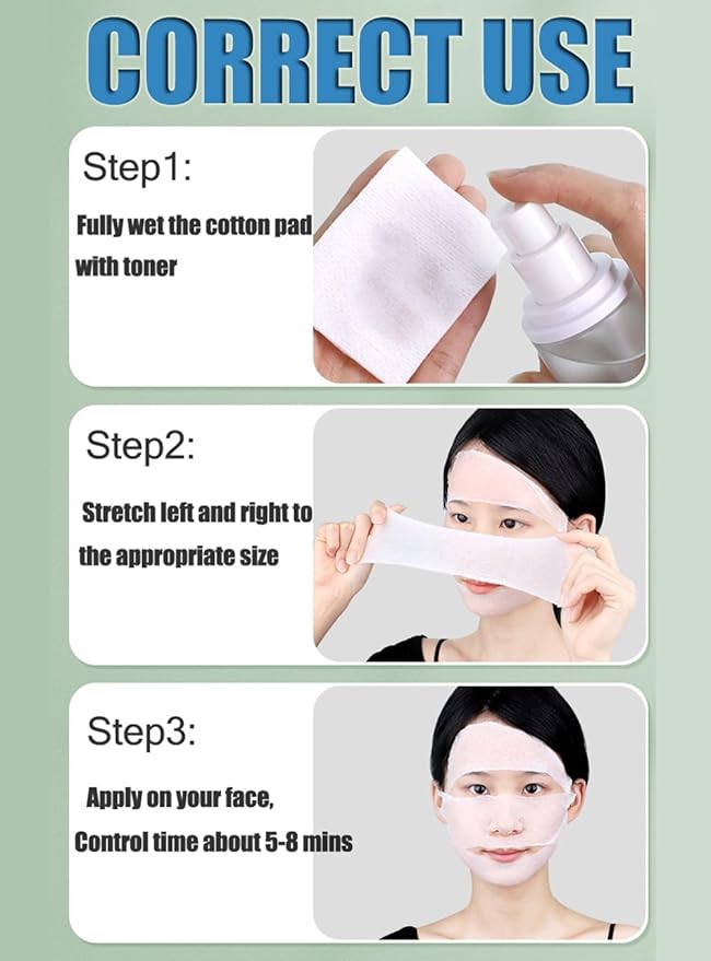 200PCS Count Stretchable Facial Cotton Pads, Pre-Punched Hole Wet Compress Cotton Sheets, Lint Free Soft Cotton, Multipurpose Makeup Remover & Toner Mask Cotton Pads