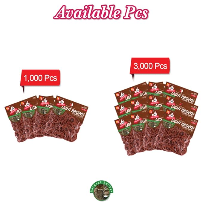 1000 Soft Elastic Hair Accessories 250 Pcs per Pack (Light Brown - 4 Packs) - Stretchy Hair Ties, No Damage Rubber Bands for Braids, Made in Vietnam
