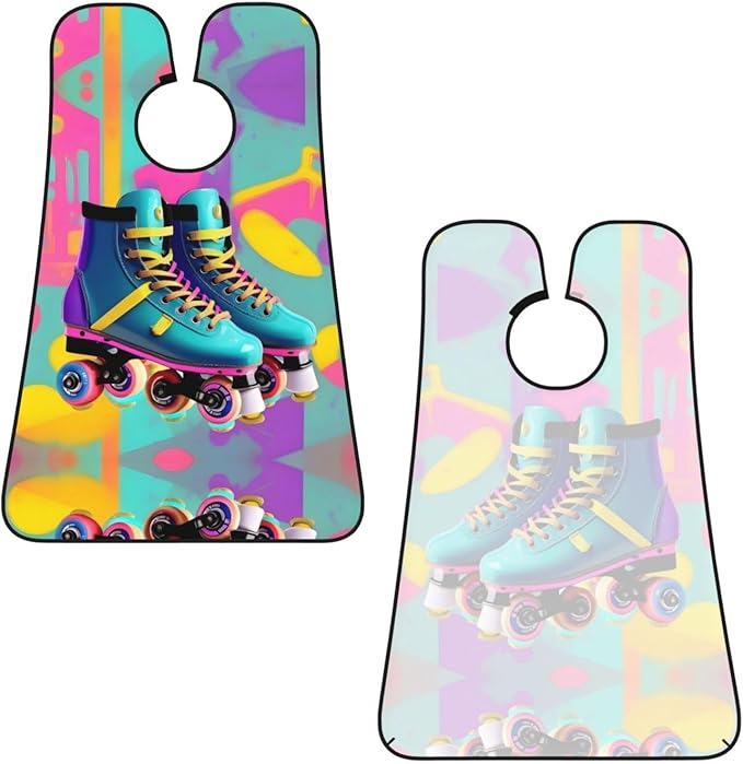 Purple And Teal Flowers Print Beard Bib Shaving Apron, Beard Hair Trimming Cape Gift For Dad