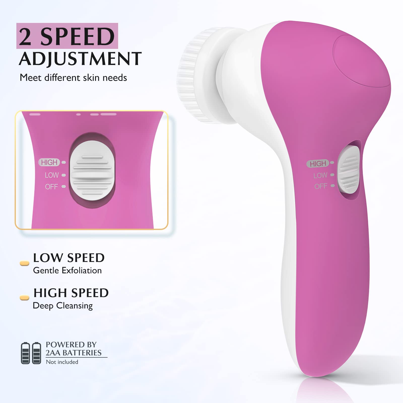 COSLUS Facial Cleansing Brush Face Scrubber, 7-in-1 Rotating Design