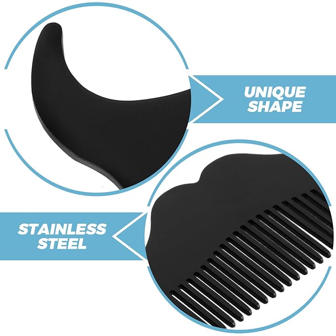VICASKY Beard Shaping Tool and Stainless Steel Comb Set, Mustache Shaper with Black Opp Pocket, Portable Beard Styling Guide for Men Grooming and Precision Trimming