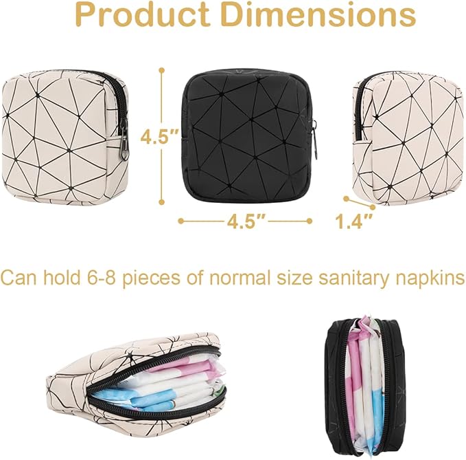 Desing Wish Sanitary Napkin Storage Bag, Menstrual Cup Pouch Nursing Pad Holder Tampon Bags Feminine Product Pouches Portable Period Kit Bag for Girls Women Ladies (Beige)