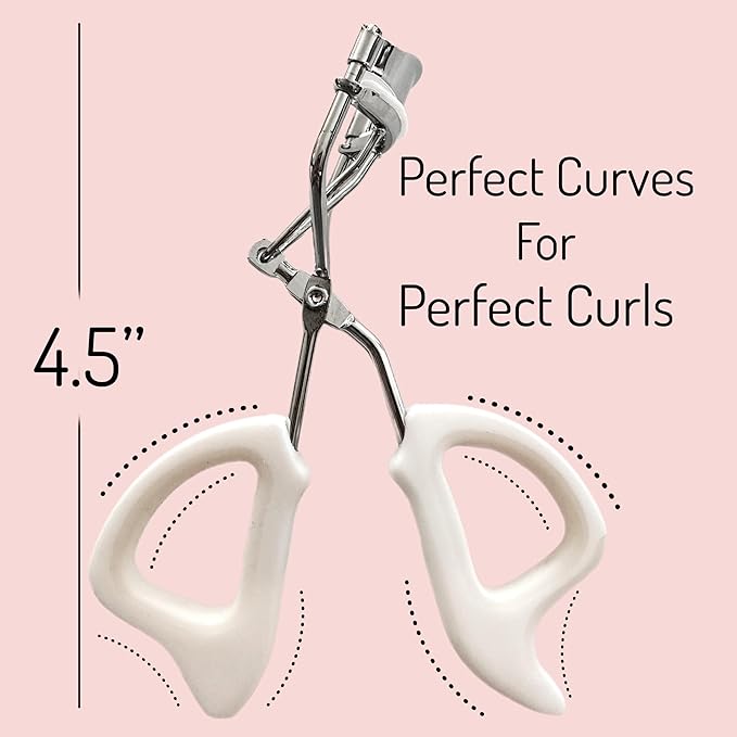 Precision Comfort Hold Easy Grip Professional Eyelash Curler Long Lasting Lifted Eyelashes Ergonomic Comfort Hold Voluminous Curls in Seconds Non-Slip Finger Grip (x2 White)