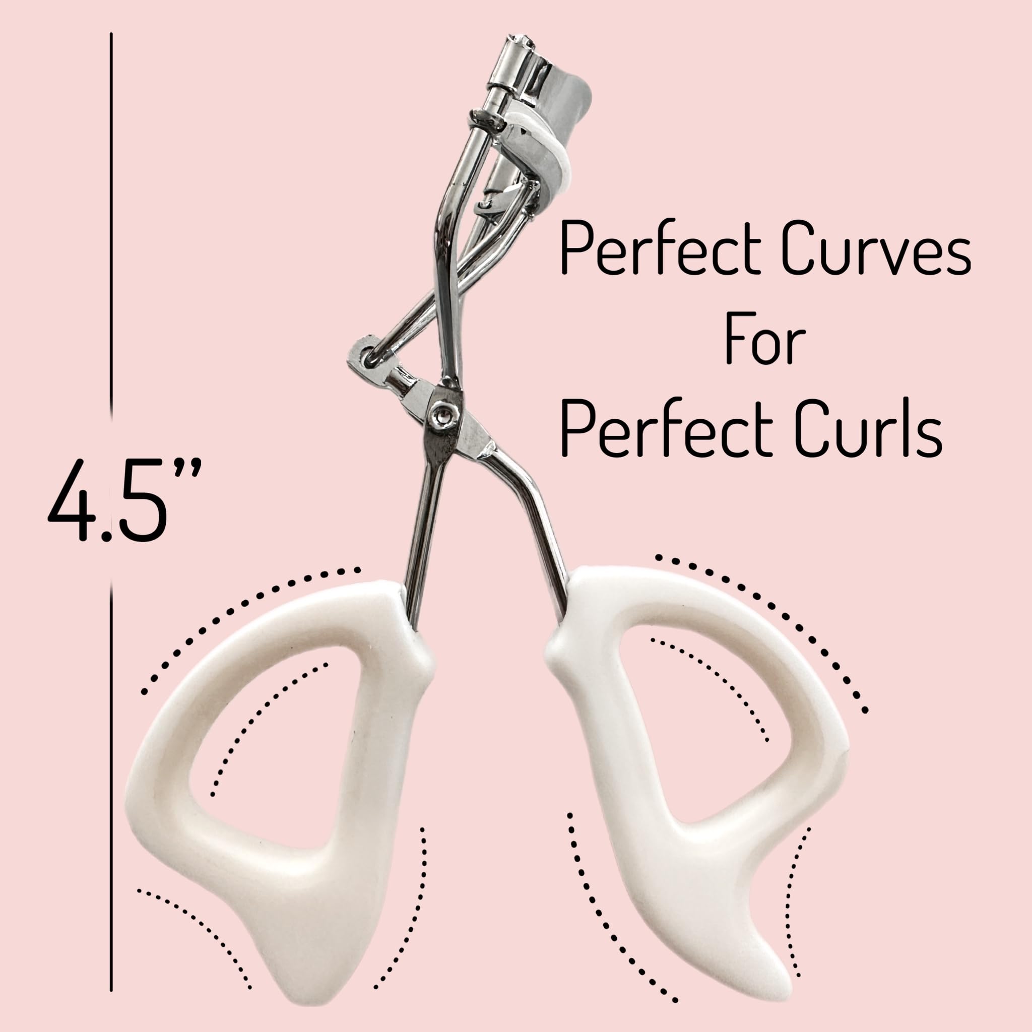 Precision Comfort Hold Easy Grip Professional Eyelash Curler Long Lasting Lifted Eyelashes Ergonomic Comfort Hold Voluminous Curls in Seconds Non-Slip Finger Grip (x2 White)