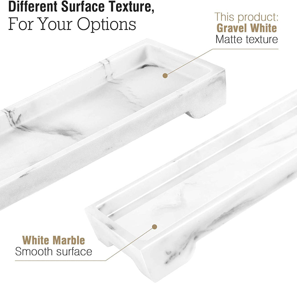 Luxspire Marble Tray for Soap Dispenser Perfume Jewelry, S, Gravel White