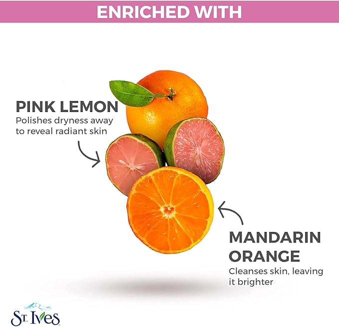 St. Ives Radiant Skin Pink Lemon and Mandarin Orange Face Scrub 6 oz (Pack of 2)