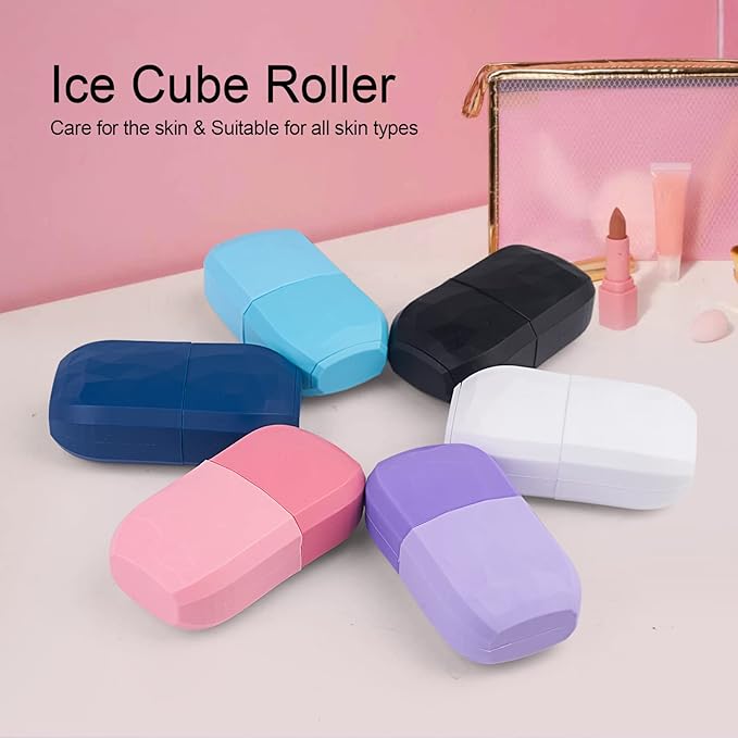 Diamond ice Cube Roller - Silicone Skin Care ice Roller for face & Eye Puffiness Relief Beauty gua sha Facial Tools Massage ice Mold cryo Cube ice Roller Best Women’s Gift (Purple)