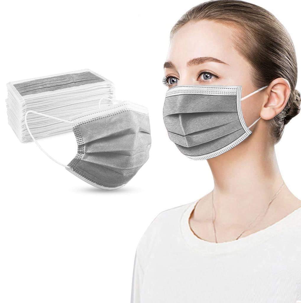 NNPCBT 100PCS Grey Face Masks 3 ply Disposable Mask for Home,School,Office