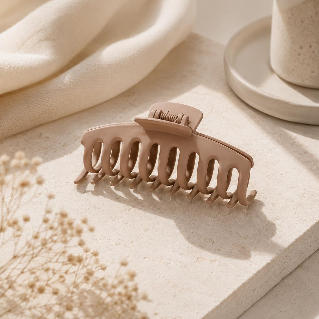 TOCESS Hair Claw Clips for Women, 8PK 4 in Large Matte Neutral Hair Clips for Thick, Thin, Long, Short Curly Hair, Strong Hold Non Slip Jumbo Hair Claw Clips, Minimalist Big Jaw Clip