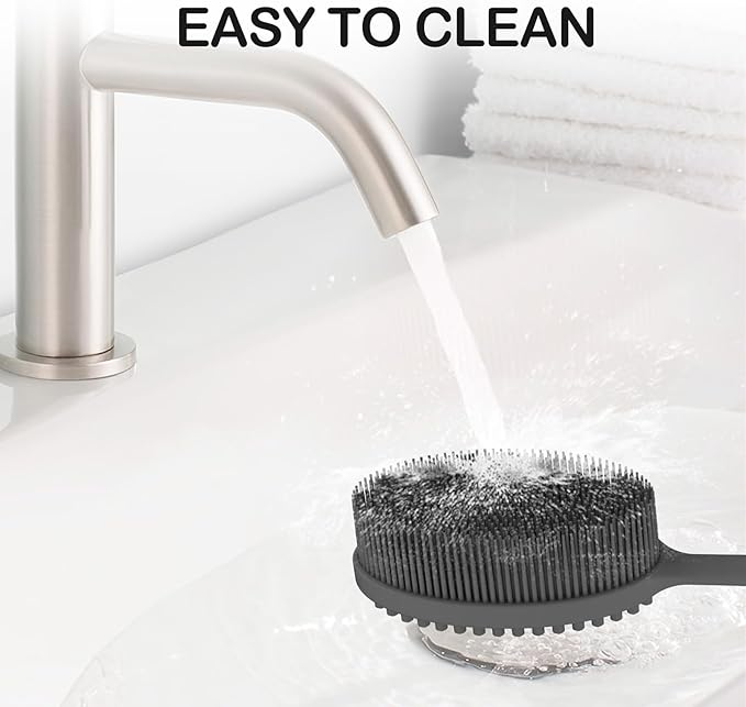 MateeyLife Silicone Body Scrubber Exfoliator with Handle, Gentle Back Scrubber for Shower, Bath Scrubber for Body