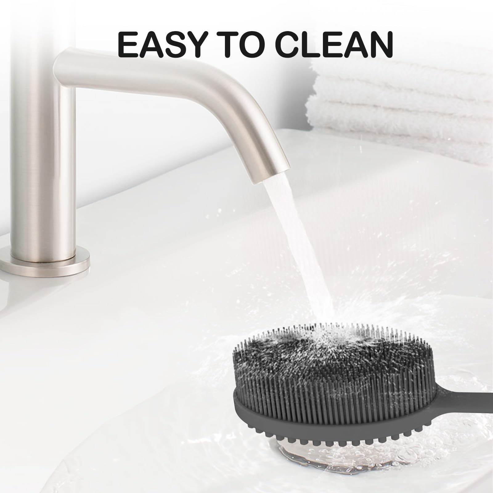 MateeyLife Silicone Body Scrubber Exfoliator with Handle, Gentle Back Scrubber for Shower, Bath Scrubber for Body