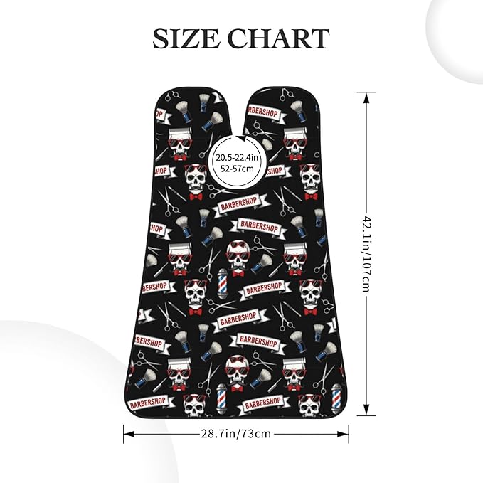Beard Hair Catcher Bib, Waterproof Non-Stick Grooming Apron for Shaving Trimming, Perfect for Men Dad, Cool Funny Skull Tools Vintage Barber Shop Shave Bib