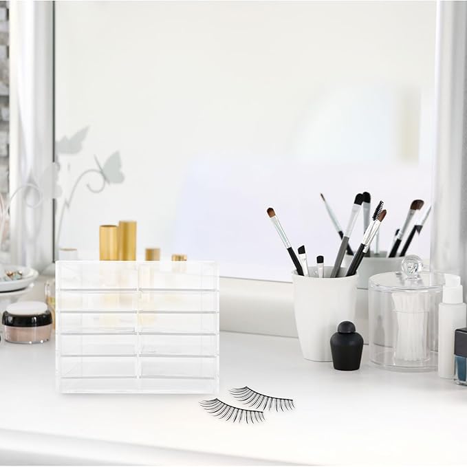 Acrylic False Eyelash Storage Box, 10-layer Eyelash Organizer Case with Multi-tier Display for Travel and Daily Makeup Storage