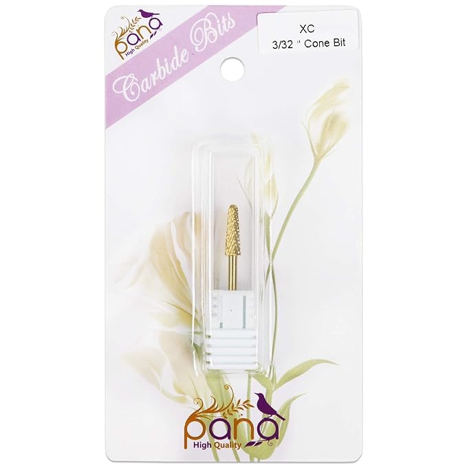 USA PANA Professional 3/32" Shank Size - Cone Shape Carbide Bit - Nail Drill Bit for Manicure Pedicure Tools Dremel Machine - Gold, Silver (Extra Coarse, Gold)