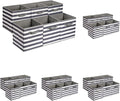Amazon Basics Collapsible Fabric Storage Bins with Handles, Cube Organizer for Home Organization, 10.5"x10.5"x11", White/Light Grey Stripe, 6 Count (Pack of 5)