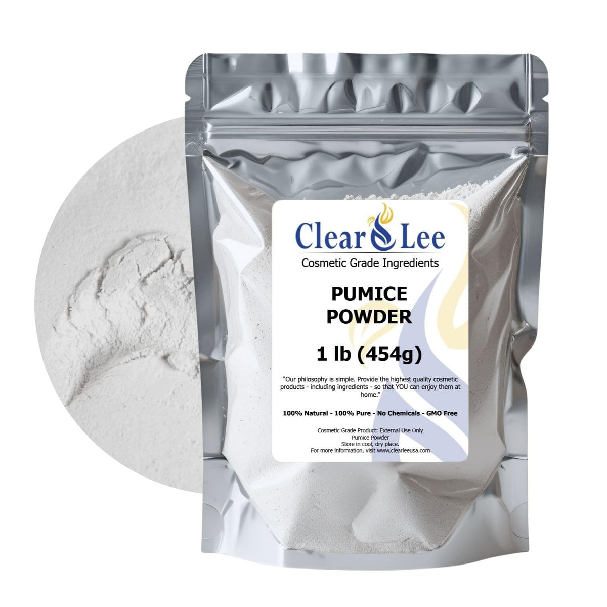 ClearLee Cosmetic Grade Pumice - 100% Pure Natural Grain/Powder - Great For Skin Exfoliation in DIY Soaps, Masks, Scrubs for Face, Body, Foot (2lb, Fine Grain)