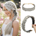CJL HAIR 2PCs Braided Headbands Hair Piece for Women Synthetic Hair Hoops Head Bands Handmade Braid Hairband Accessories Elastic Stretch Headwrap Grey Multi