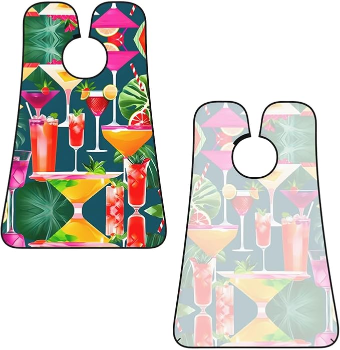 NOUZU Tropical Cocktail Print Beard Bib Apron For Men, Beard Hair Catcher For Men Shaving Trimming,Beard Cape Cloth