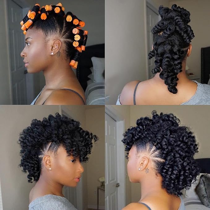 100pcs Perm Rods Set - 5 Sizes Cold Wave Rollers for Natural Curling, Styling and Hairdressing (Orange, Purple, Gray, Blue, Yellow)