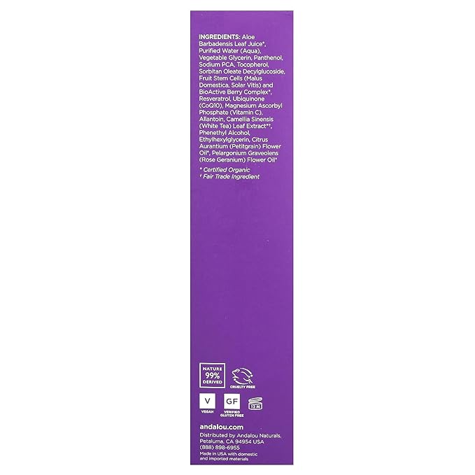Andalou Naturals Age Defying Blossom + Leaf Toning Refresher | Face Toner Mist Spray With Resveratrol and CoQ10 | Hydrating and Balancing for Dry, Sensitive, and Mature Skin | 6 fl oz