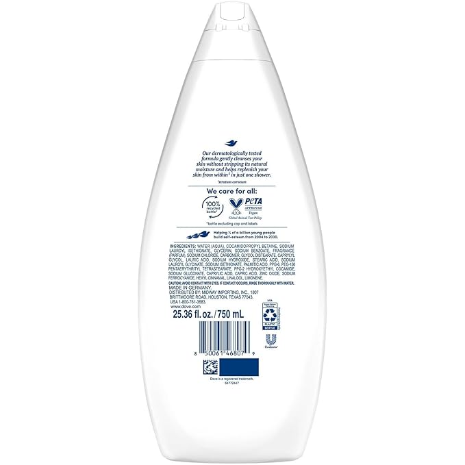 Dove Body Wash Hydrate 4-Pack – Moisturizing Cleanser for Smooth, Soft Skin, 25.36 Fl Oz Ea