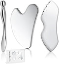 Gua Sha Facial Tools, 3 in 1 Stainless Steel Metal Guasha & Eye Cream Applicator Facial Sculpting Tool Set Eye Massager Lymphatic Drainage for Face Neck (Gift Box Set)(Boxed 2, Count, 3)