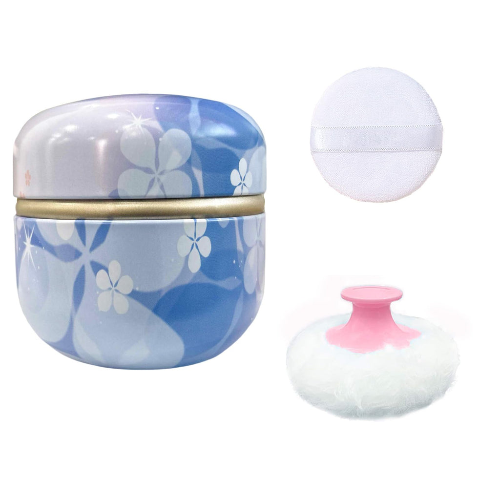 Qopoto Body Powder Puff and Container for Dusting Powder (Floral Diary)