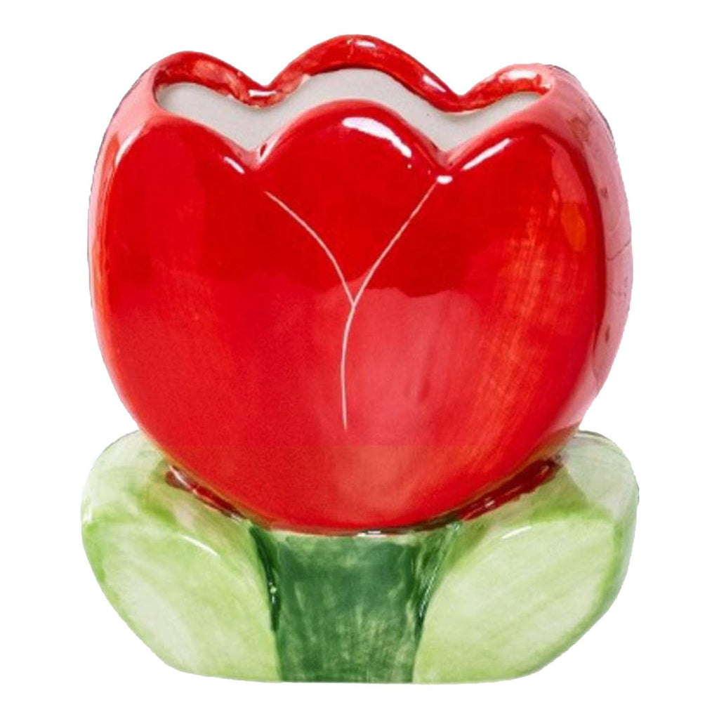 ZHU YU CHUN Ceramic Tulip Make up Brush Holder, Red