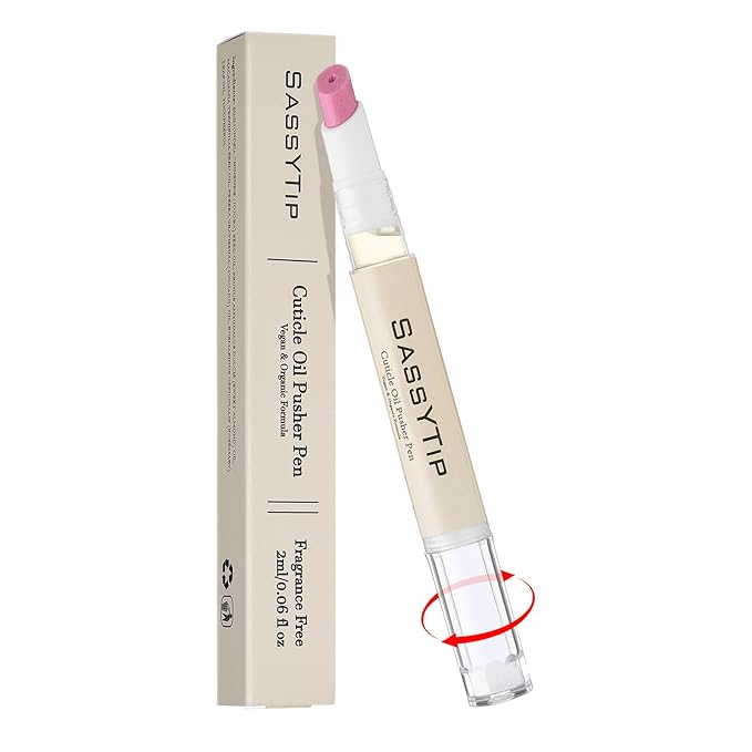 SASSYTIP Cuticle Pusher Oil Pen - Cuticle Remover & Nail Oil Pen with Rose & Lavender Scents, Portable Nail Care Pen for Work & Travel, Moisturizes & Strengthens Dry Cuticles (Beige3.0)