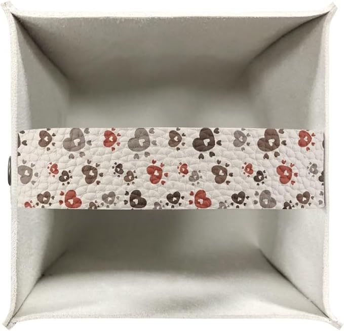 Brown Dog Paws Tissue Box Cover Holder Stylish PU Leather Square Tissue Box Cover with Metal Button Waterproof Napkin Holder for Home Office Car Bathroom Decor