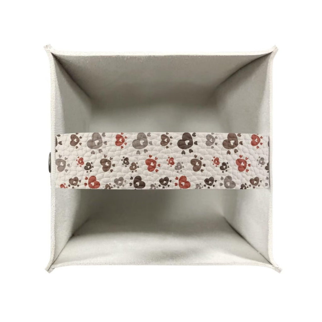 Pzuqiu Brown Dog Paws Tissue Box Cover Holder Stylish PU Leather Square Tissue Box Cover with Metal Button Waterproof Napkin Holder for Home Office Car Bathroom Decor