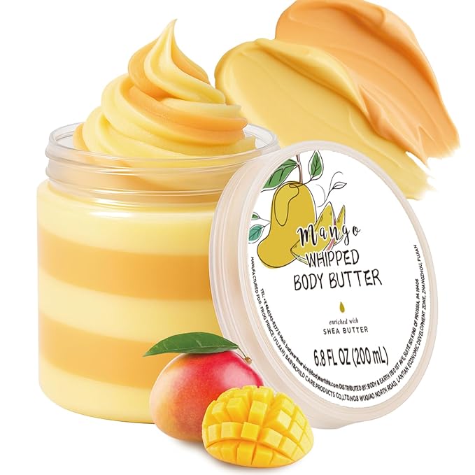 Embleaf Mango Whipped Body Butter, Shea Body Butter for Women Dry Skin, Natural Mango Lotion for Body Moisturizer-Deep Moisturizing and Softening-6.8 floz(200ml)