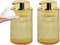 Tonxus Foaming Soap Dispenser, 12 Oz Amber Glass Foam Hand Soap Dispenser, Refillable Glass Foam Pump Bottle Container Decorative Slim Ribbed Bottle for Bathroom and Kitchen