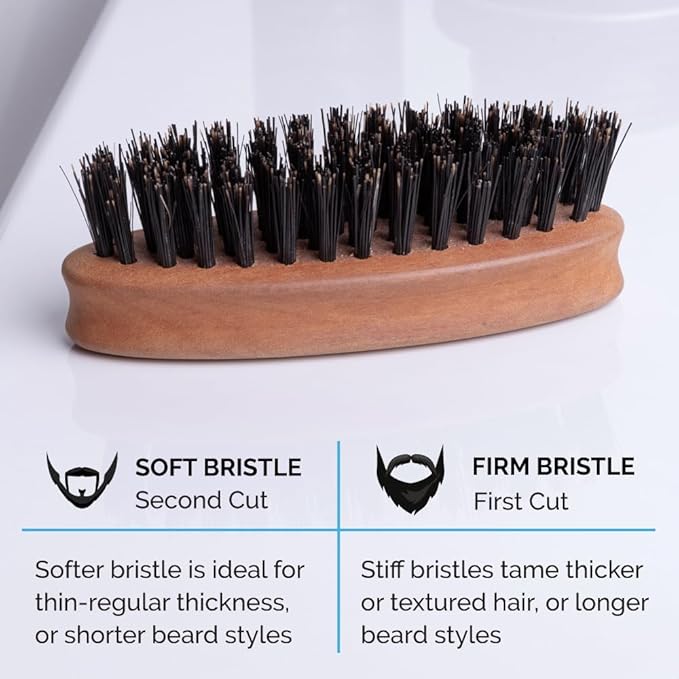 ZEUS Pocket Beard & Mustache Brush for Men, Firm Bristles (Made in Germany)