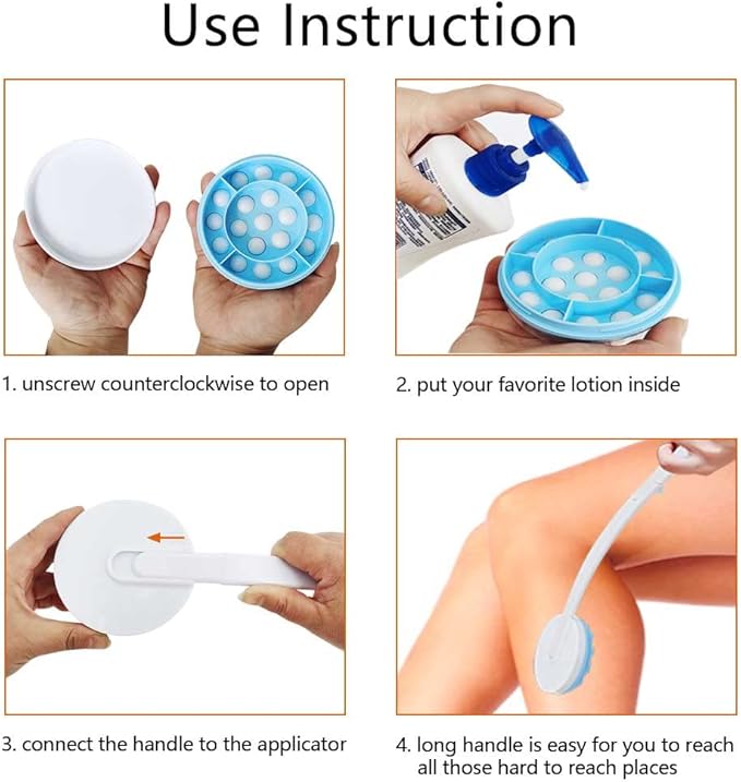 JJHREI Lotion Applicators for Back - Back Lotion Applicator for Women Men Elderly - Foldable Long Handle Easy Reach Self Apply Body Cream,Sunscreen