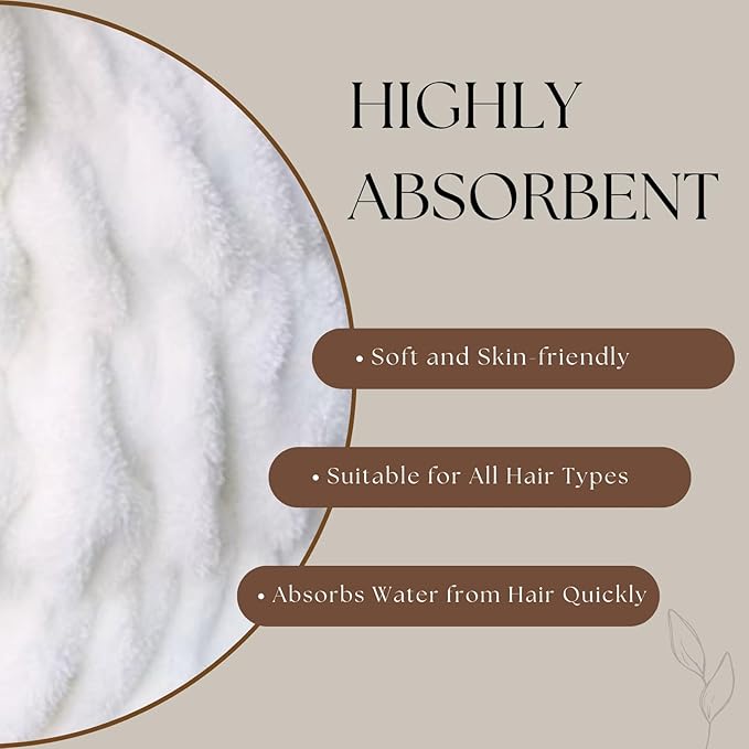 LCBD Microfiber Hair Towel Wrap for Kids, White Sheep Dry Hair Cap Suck Water, Absorbent Quick Girls Boys Hair Drying Towel, Lightweight Bouncy Hat Headscarf