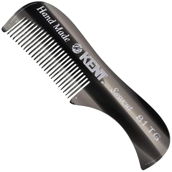 Kent A 81T X-Small Men's Beard and Mustache Comb, Fine Toothed for Facial Hair Grooming and Styling. Quality Cellulose Acetate, Saw-cut Polished. Made in England