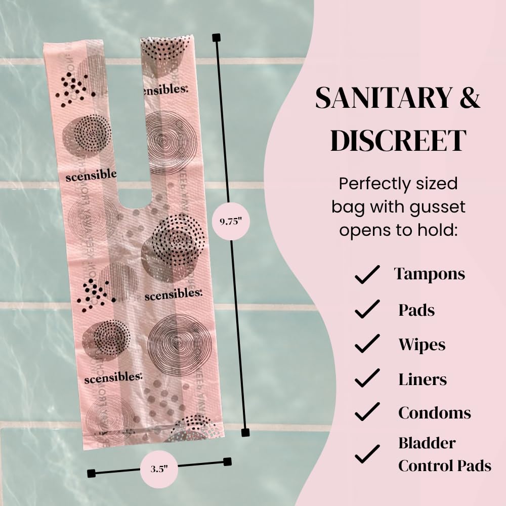 Scensibles Personal Care Disposal Bags (50 Count) - For Tampons, Pads, Liners, Condoms & More - Discreet, Hygienic & Odor-Reducing Disposal Solution