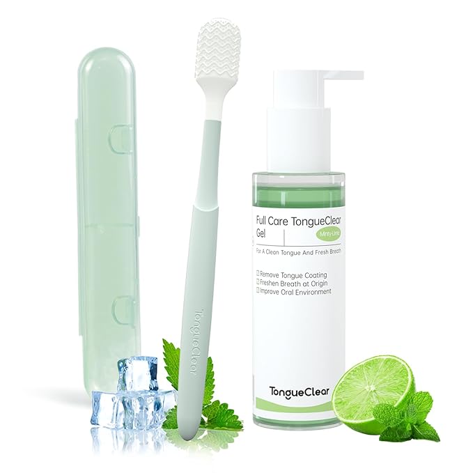 Tongueclear Soft Oral Cleaner & Gel Kit | Silicon Oral Mucosal Cleaner with Air Bag | Mouth Odor Eliminator | Fresh Mint (Set of 1)…