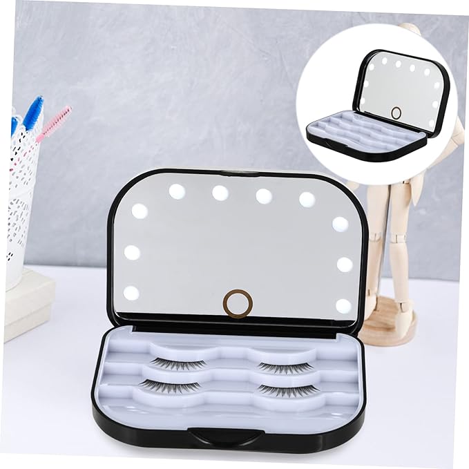 OSOLADY Organizer Box for Eyelashes Lash Tray Holder Led Lighted Lash Storage Case for Makeup