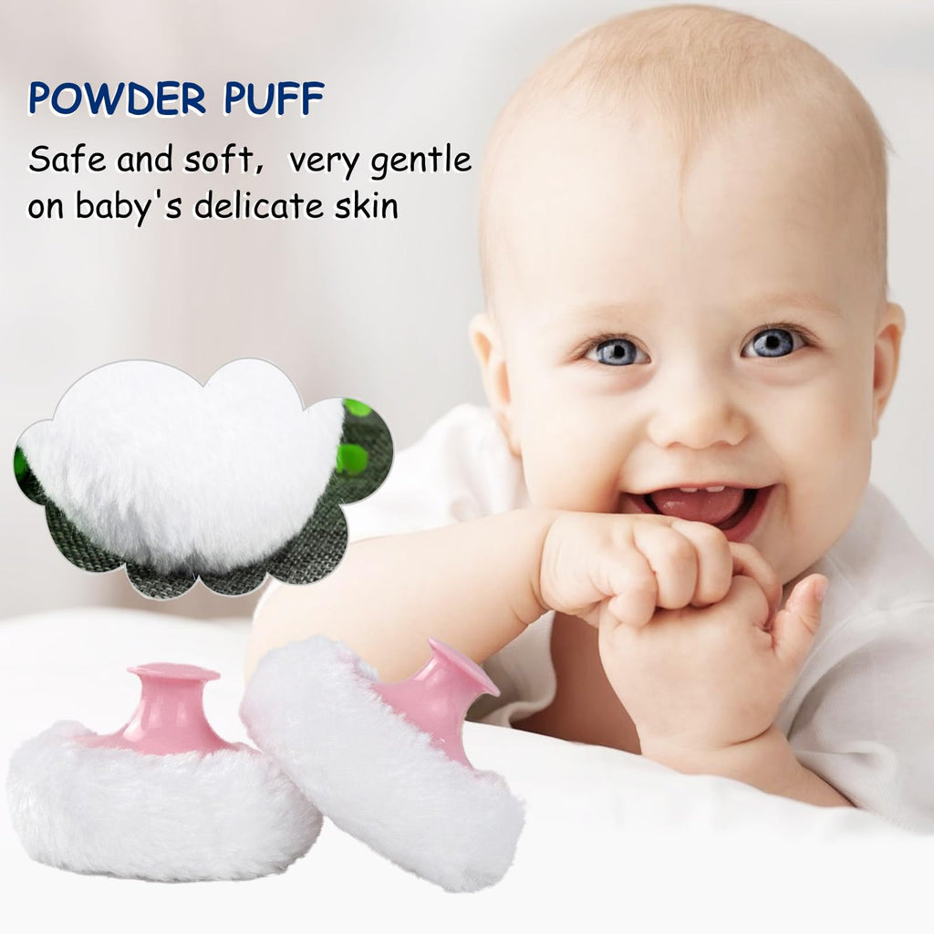 Qopoto Body Powder Puff and Container for Dusting Powder (Yellow Flower)