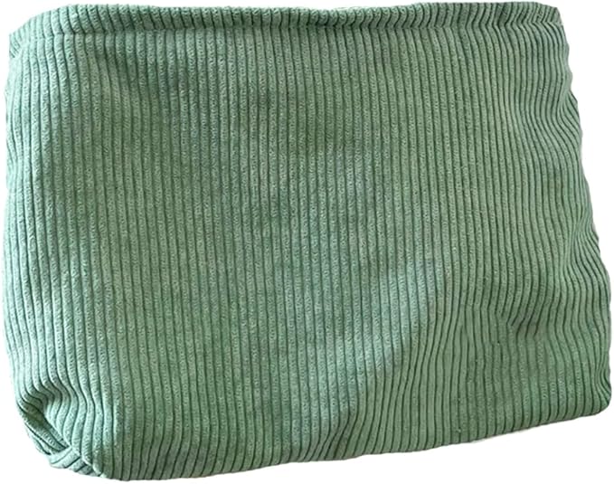 SxoSyo Corduroy Makeup Bags, Cosmetic Pouch for Purse, Green