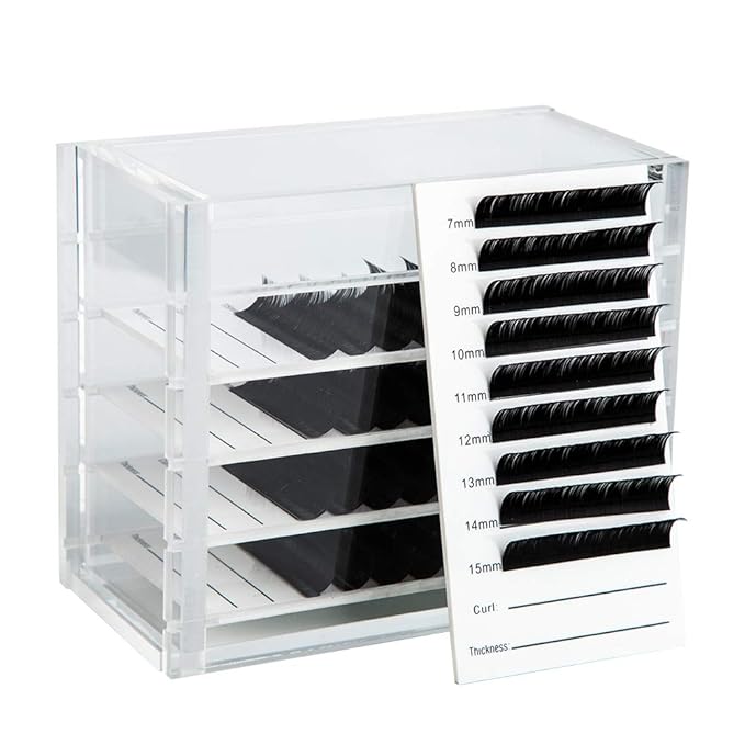 Acrylic 5 Layers clear Eyelash Storage Box, Makeup Display Container, Eyelashes Holder Case Grafting, Eyelash Transparent Box Extension Tool