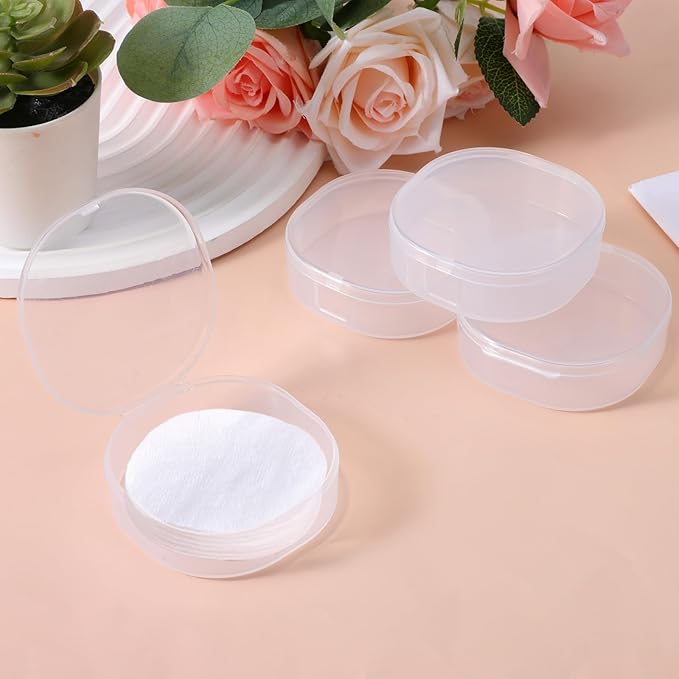 QfwdfcTrenz 4Pcs Plastic Cotton Square Holder Cosmetic Cotton Pads Holder Travel Portable Travel and Sealed for Makeup Remover Cottons Ball, White