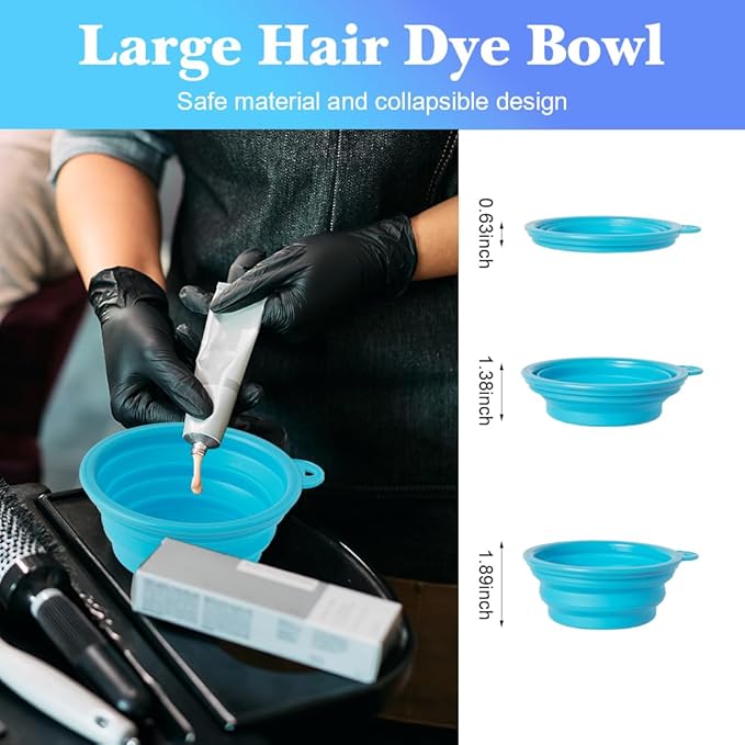 MOONMINI Hair Dye Color Brush and Bowl Set, Color Bowl Brushes Tool Mixing Bowl Kit Tint Comb for Hair Tint Dying Coloring Applicator (Blue)