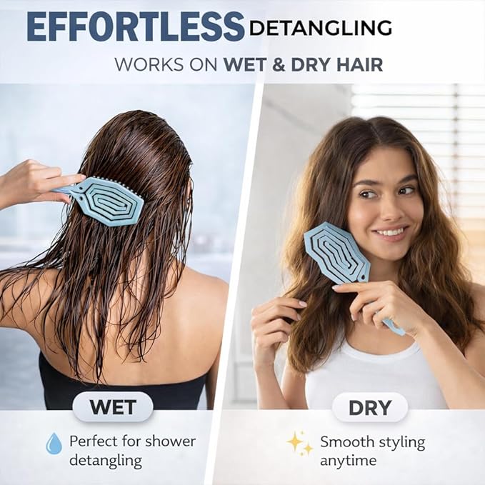 Fiora Naturals Hair Detangling Brush - Hair Detangler Brush w/Ultra-soft Bristles- Glide Through Tangles with Ease - For Curly, Fine, Women, Men, Kids, Toddlers, Wet and Dry