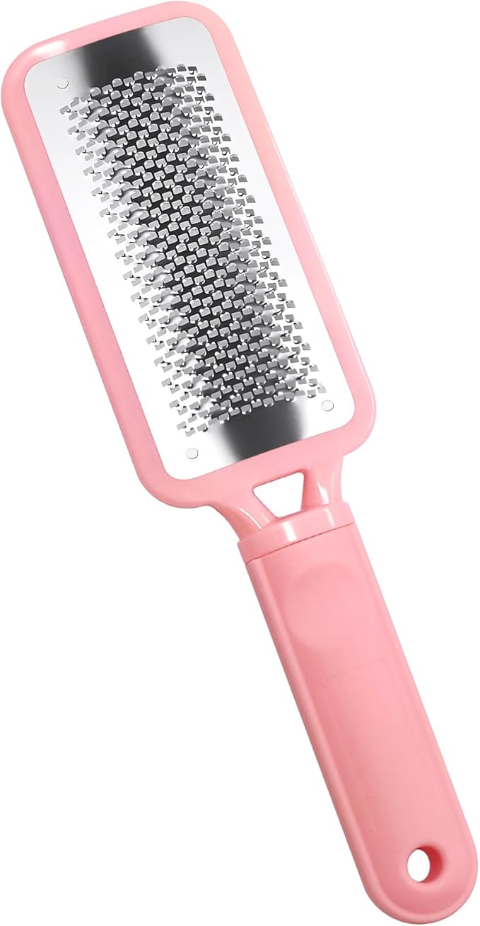 Foot Callus Remover – Professional Stainless Steel Foot File for Dead Skin, Callus & Hard Skin Removal – Ergonomic Design for Smooth, Baby-Soft Feet (Pink)
