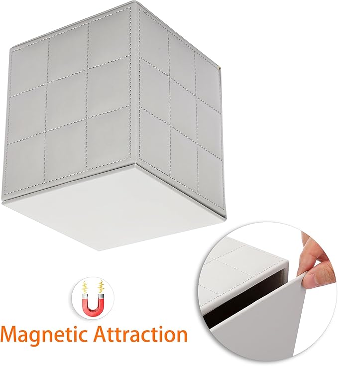 Sumnacon Square PU Leather Tissue Holder Box for Home,Office (Light Grey)