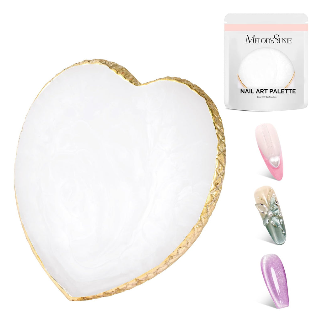MelodySusie 1Pc Heart Resin Nail Art Palette Color Mixing Board White